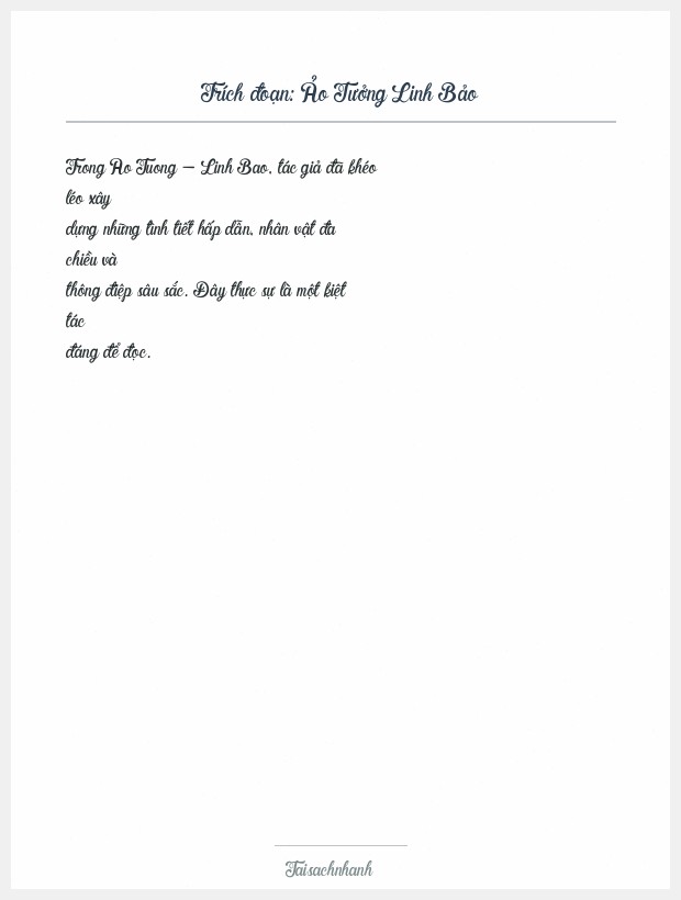 Trích đoạn Ảo Tưởng Linh Bảo