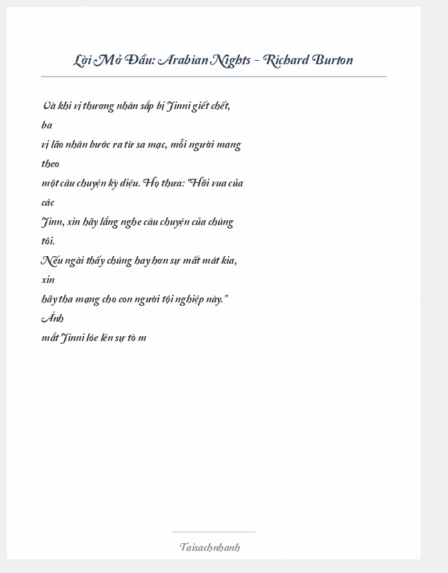 Trích đoạn Arabian Nights - Richard Burton