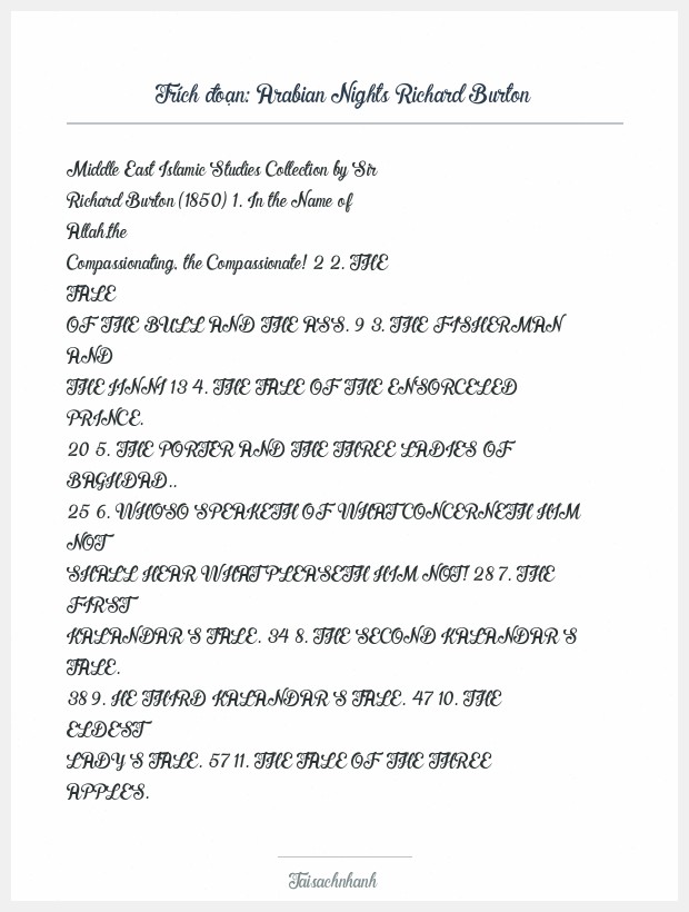 Trích đoạn Arabian Nights Richard Burton