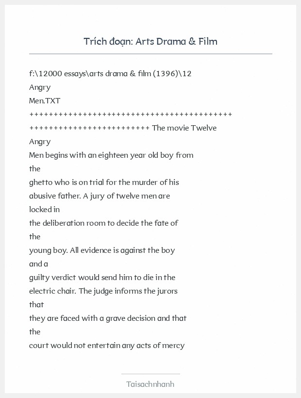 Trích đoạn Arts Drama & Film