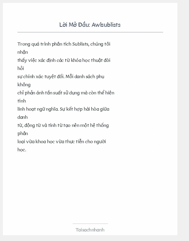 Trích đoạn Awlsublists