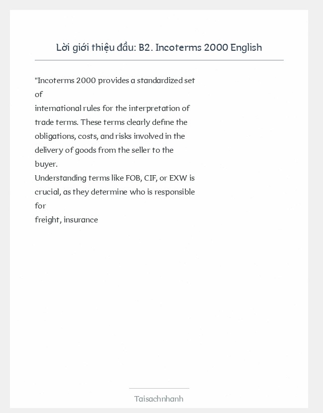 Trích đoạn B2. Incoterms 2000 English