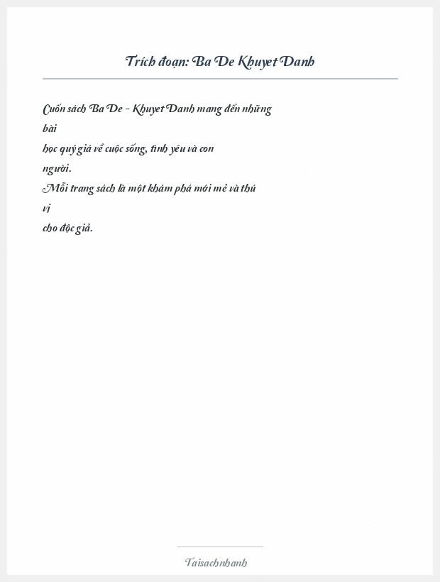 Trích đoạn Ba De Khuyet Danh