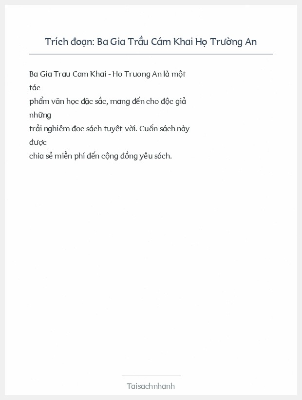 Trích đoạn Ba Gia Trầu Cám Khai Họ Trường An