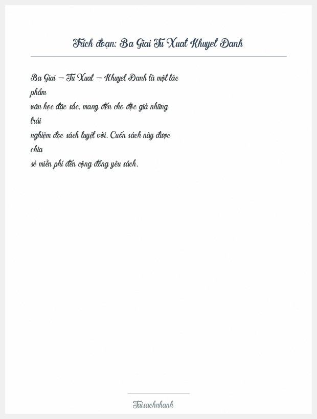 Trích đoạn Ba Giai Tu Xuat Khuyet Danh