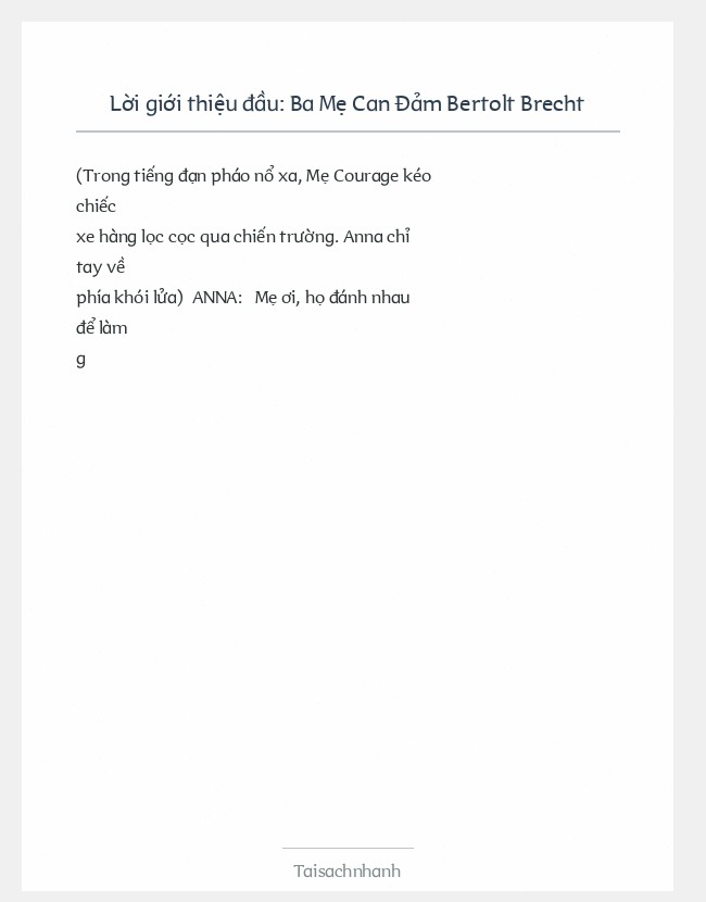 Trích đoạn Ba Mẹ Can Đảm Bertolt Brecht