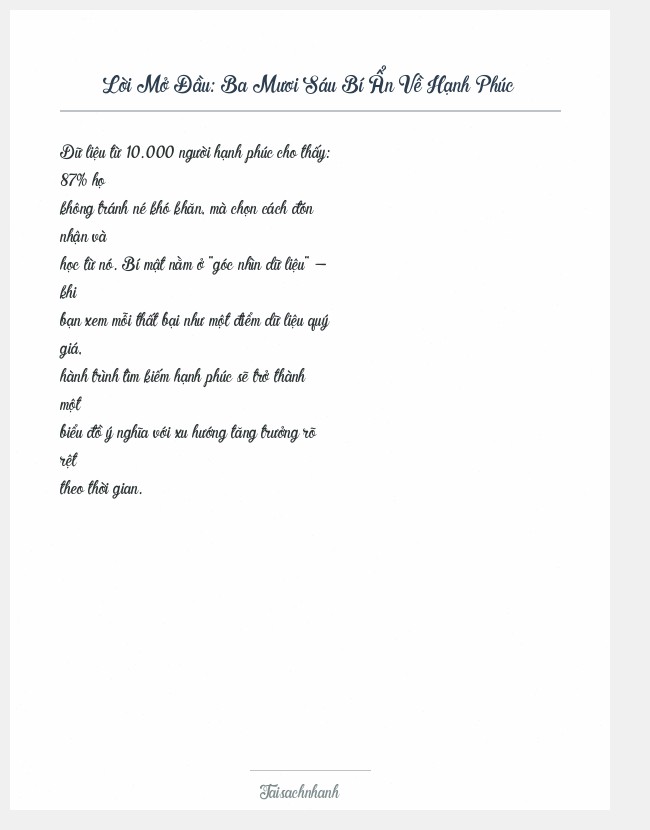 Trích đoạn Ba Mươi Sáu Bí Ẩn Về Hạnh Phúc