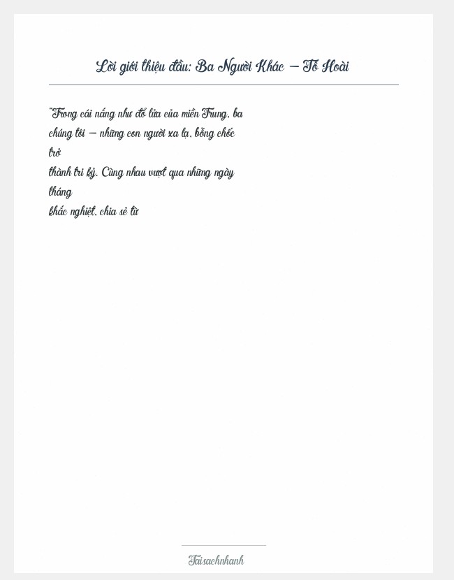 Trích đoạn Ba Người Khác - Tô Hoài