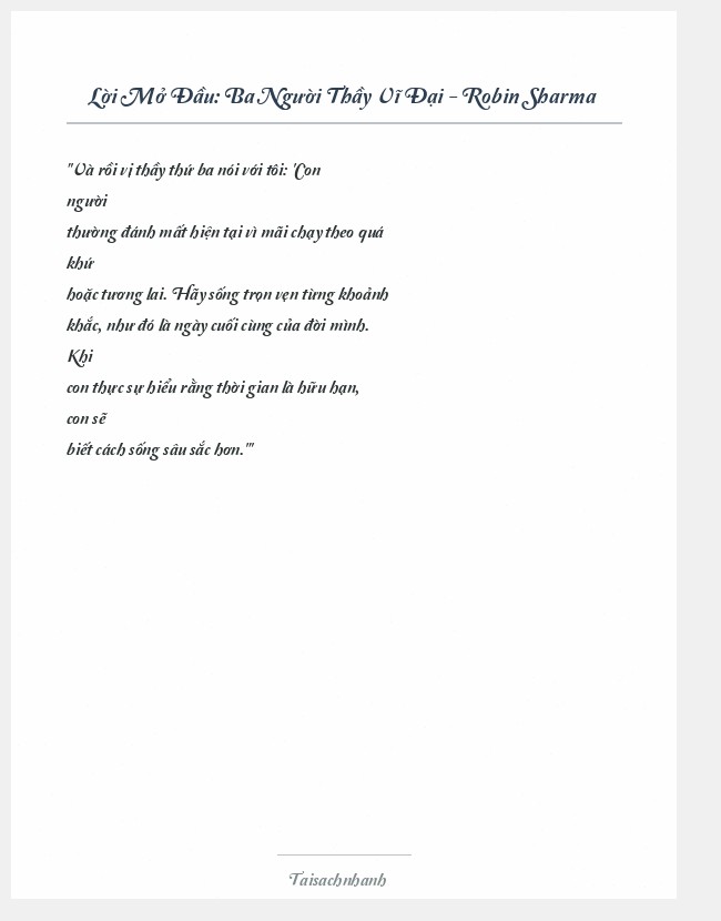 Trích đoạn Ba Người Thầy Vĩ Đại - Robin Sharma