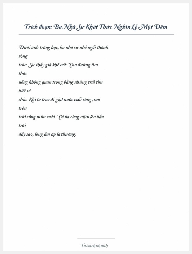 Trích đoạn Ba Nhà Sư Khát Thức Nghìn Lẻ Một Đêm