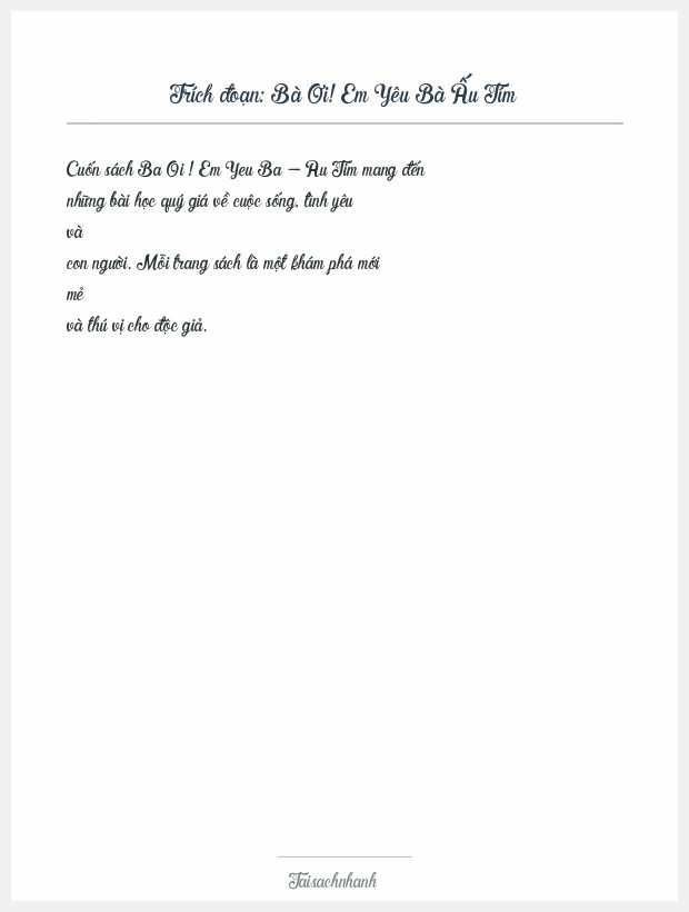 Trích đoạn Bà Ơi! Em Yêu Bà Ấu Tím