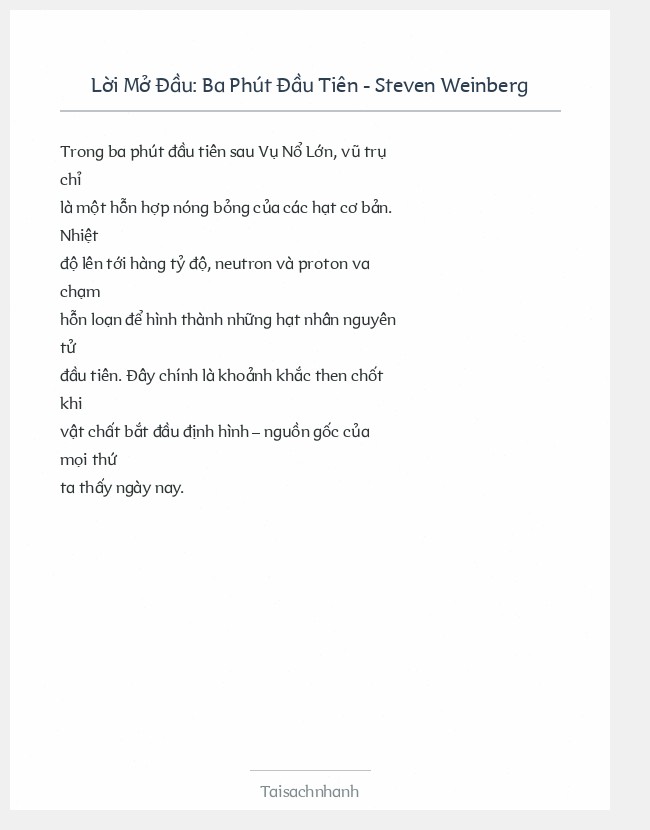Trích đoạn Ba Phút Đầu Tiên - Steven Weinberg
