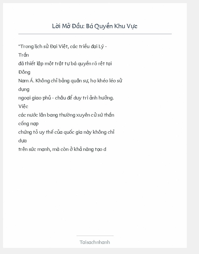 Trích đoạn Bá Quyền Khu Vực