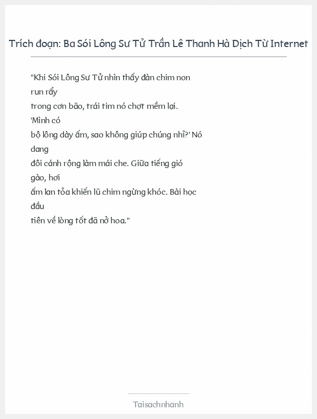 Trích đoạn Ba Sói Lông Sư Tử Trần Lê Thanh Hà Dịch Từ Internet