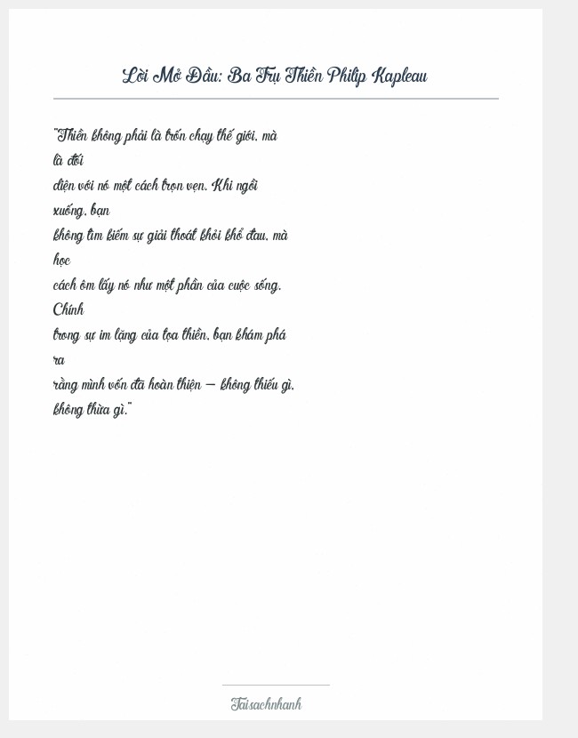 Trích đoạn Ba Trụ Thiền Philip Kapleau