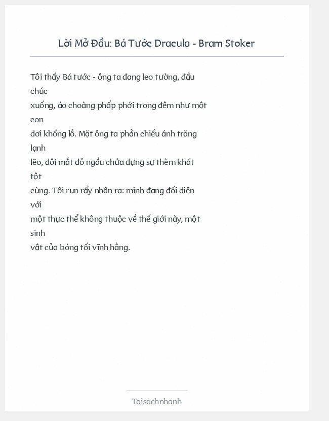 Trích đoạn Bá Tước Dracula - Bram Stoker