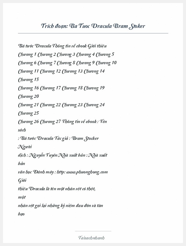 Trích đoạn Ba Tuoc Dracula Bram Stoker