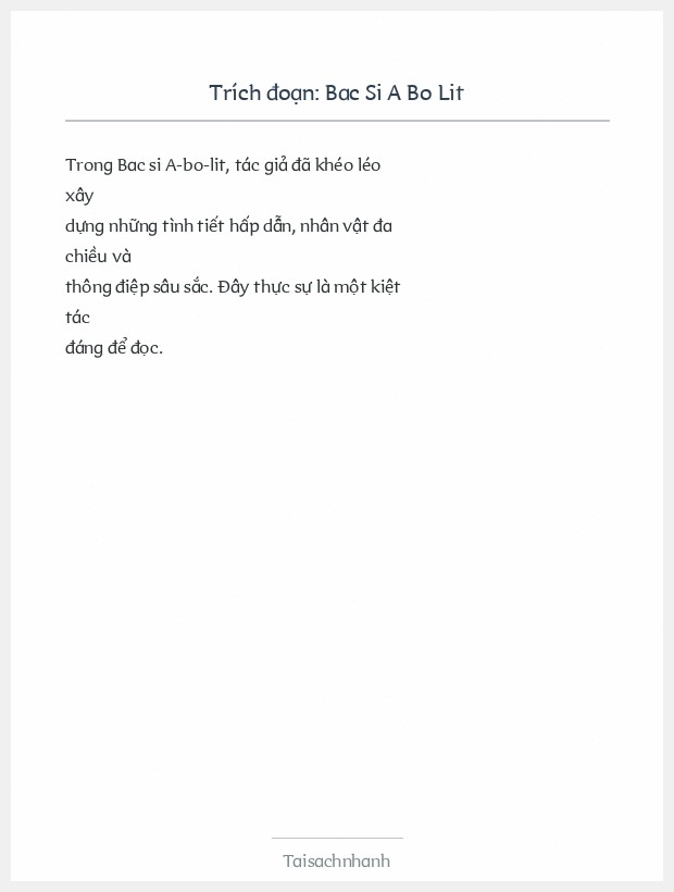 Trích đoạn Bac Si A Bo Lit