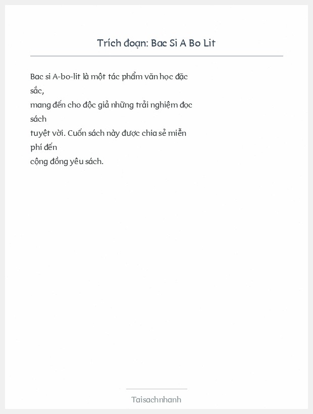 Trích đoạn Bac Si A Bo Lit