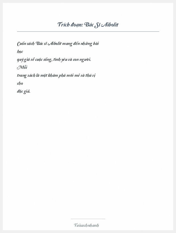 Trích đoạn Bác Sĩ Aibolit