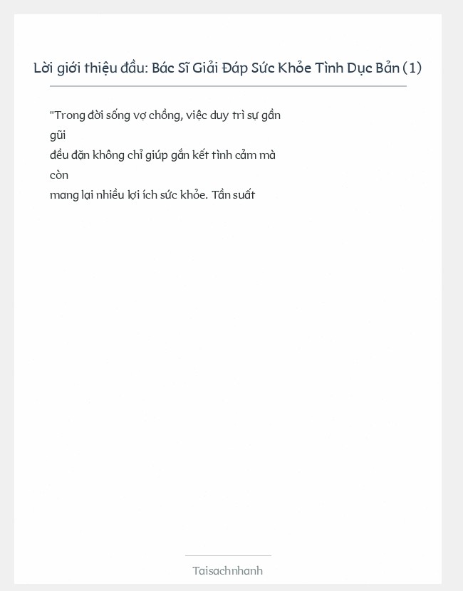 Trích đoạn Bác Sĩ Giải Đáp Sức Khỏe Tình Dục Bản (1)