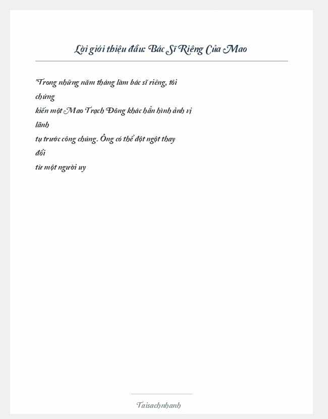 Trích đoạn Bác Sĩ Riêng Của Mao