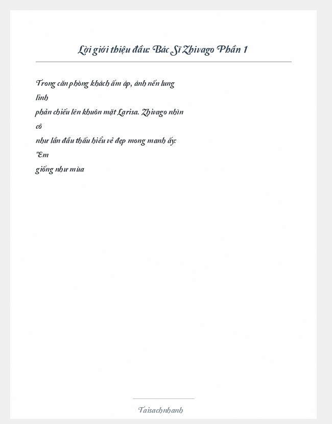 Trích đoạn Bác Sĩ Zhivago Phần 1