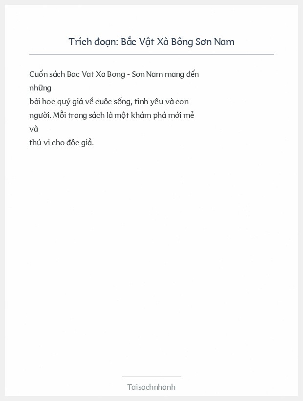 Trích đoạn Bắc Vật Xà Bông Sơn Nam