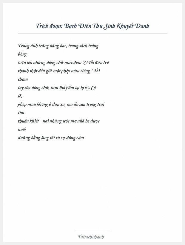 Trích đoạn Bạch Điển Thư Sinh Khuyết Danh