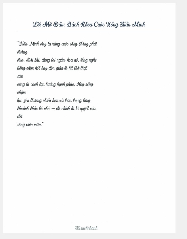 Trích đoạn Bách Khoa Cuộc Sống Tuần Minh