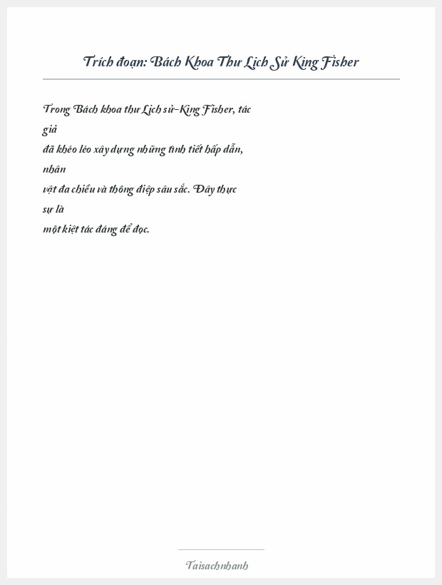 Trích đoạn Bách Khoa Thư Lịch Sử King Fisher