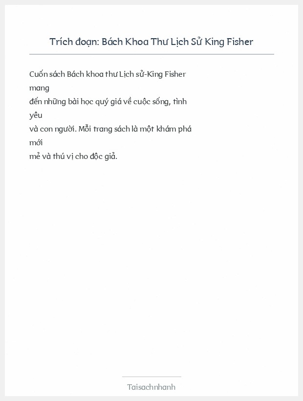 Trích đoạn Bách Khoa Thư Lịch Sử King Fisher