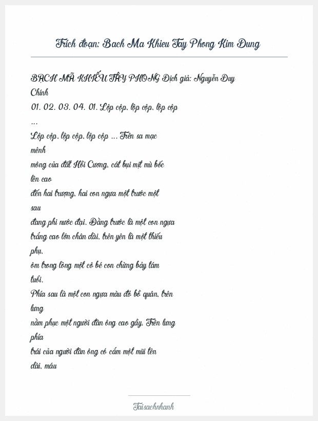 Trích đoạn Bach Ma Khieu Tay Phong Kim Dung