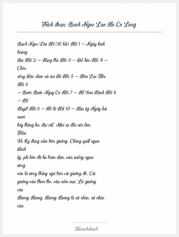 Trích đoạn Bach Ngoc Lao Ho Co Long