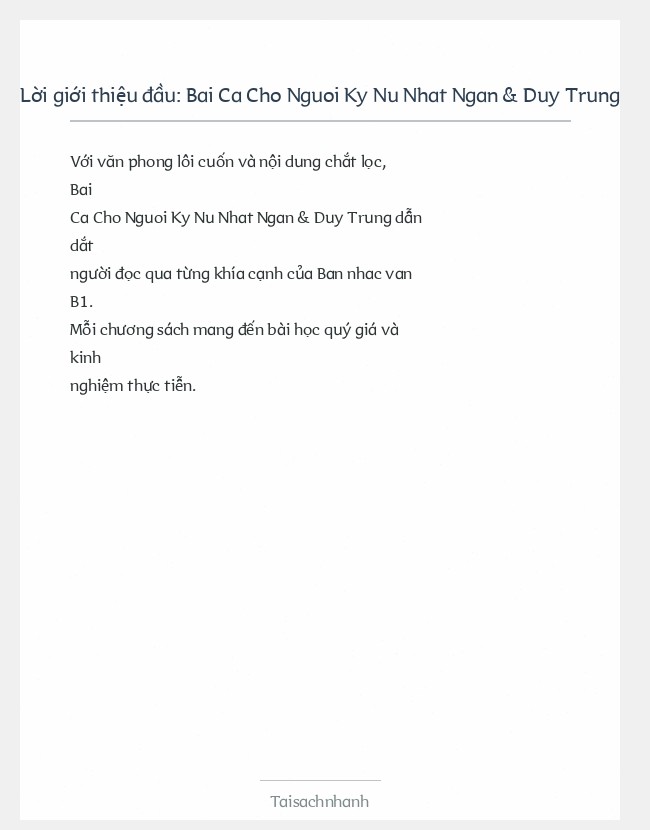 Trích đoạn Bai Ca Cho Nguoi Ky Nu Nhat Ngan & Duy Trung