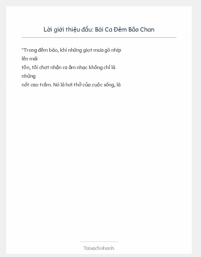 Trích đoạn Bài Ca Đêm Bão Chan