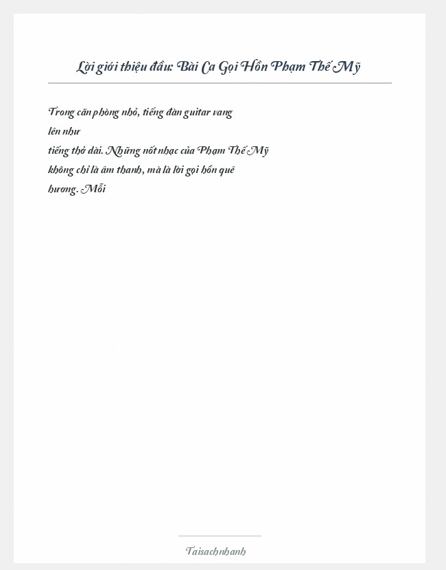 Trích đoạn Bài Ca Gọi Hồn Phạm Thế Mỹ