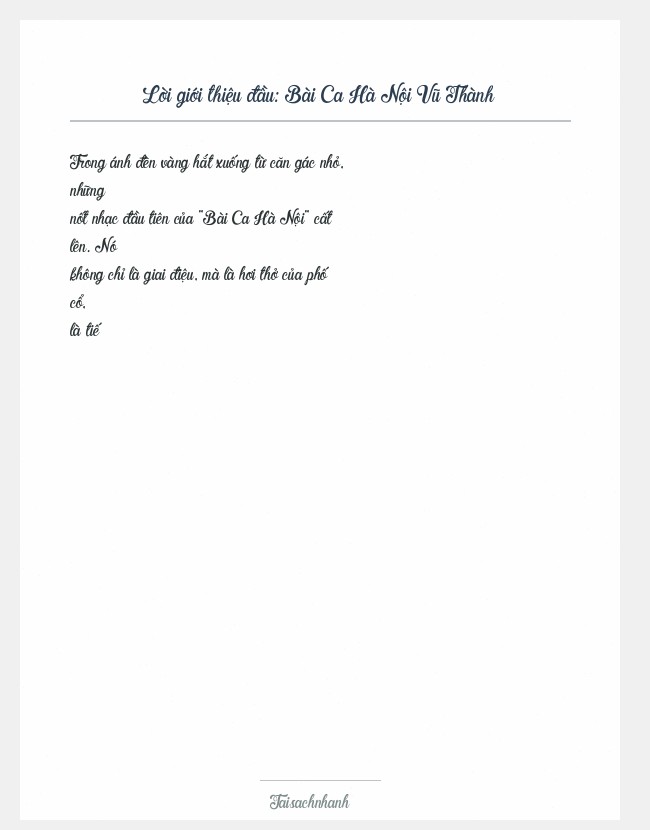 Trích đoạn Bài Ca Hà Nội Vũ Thành