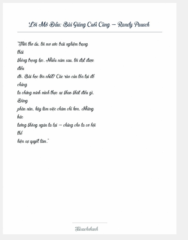Trích đoạn Bài Giảng Cuối Cùng - Randy Pausch
