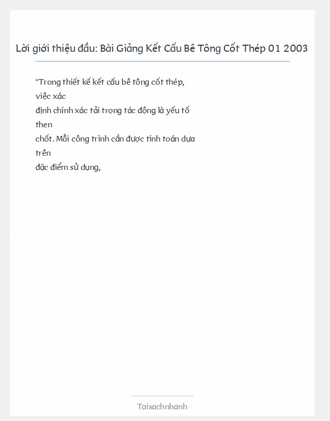 Trích đoạn Bài Giảng Kết Cấu Bê Tông Cốt Thép 01 2003