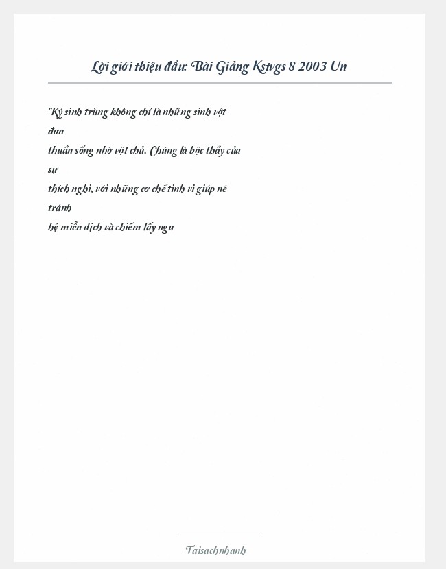 Trích đoạn Bài Giảng Kstvgs 8 2003 Un