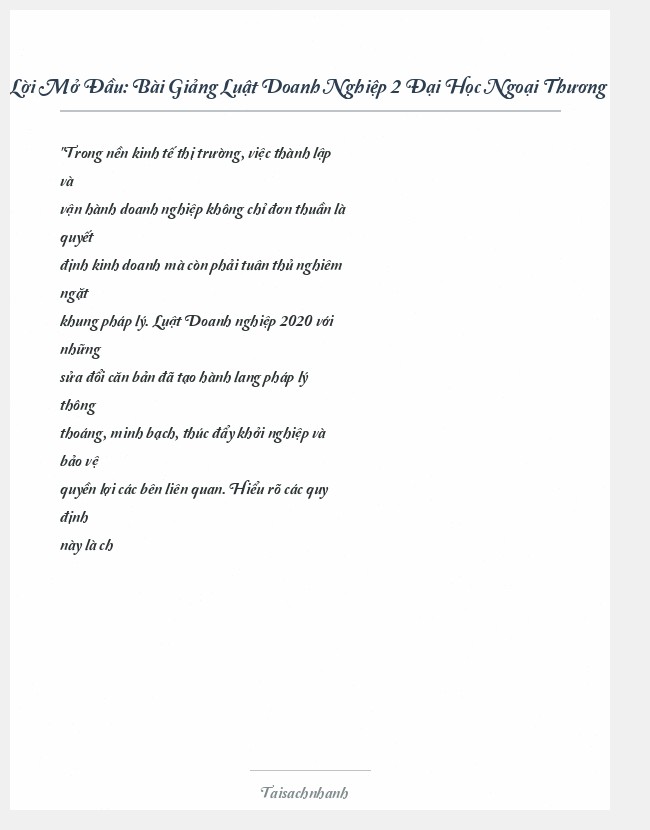 Trích đoạn Bài Giảng Luật Doanh Nghiệp 2 Đại Học Ngoại Thương
