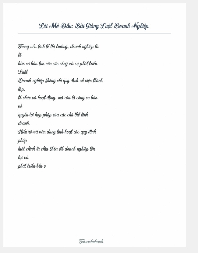 Trích đoạn Bài Giảng Luật Doanh Nghiệp