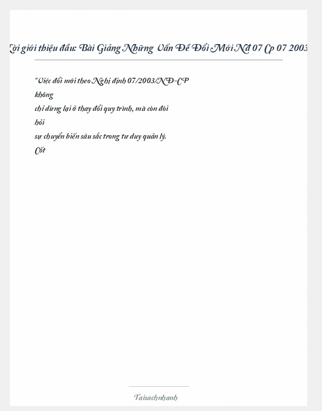 Trích đoạn Bài Giảng Những Vấn Đề Đổi Mới Nđ 07 Cp 07 2003