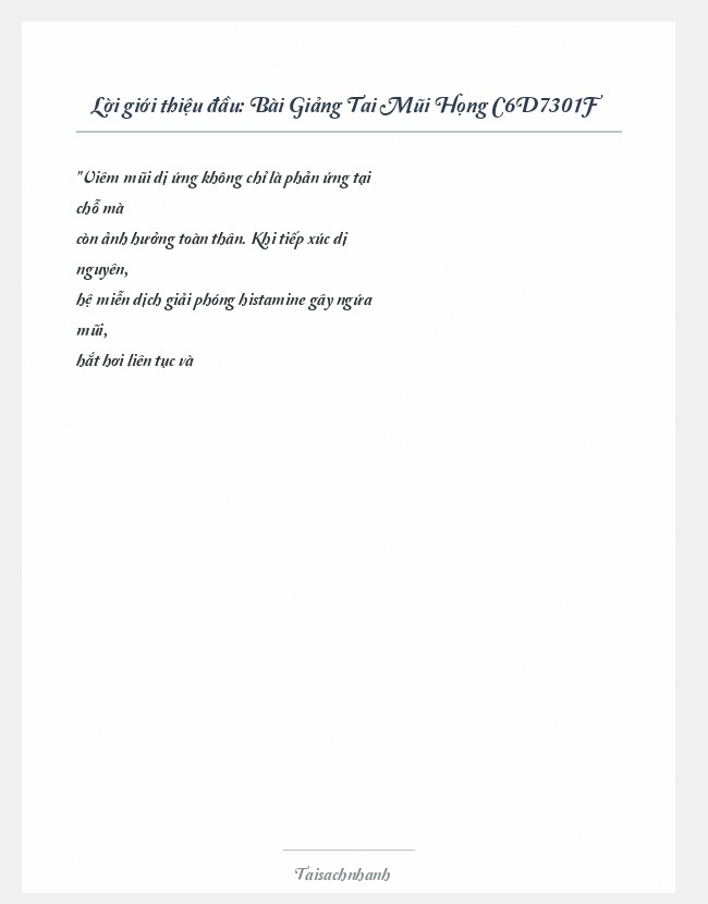 Trích đoạn Bài Giảng Tai Mũi Họng C6D7301F