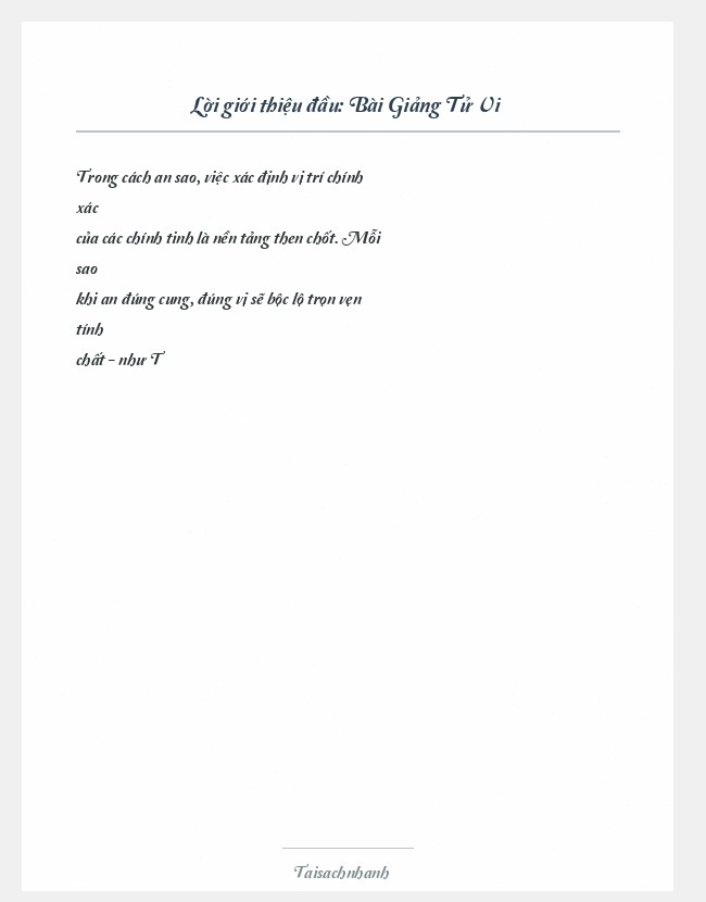 Trích đoạn Bài Giảng Tử Vi