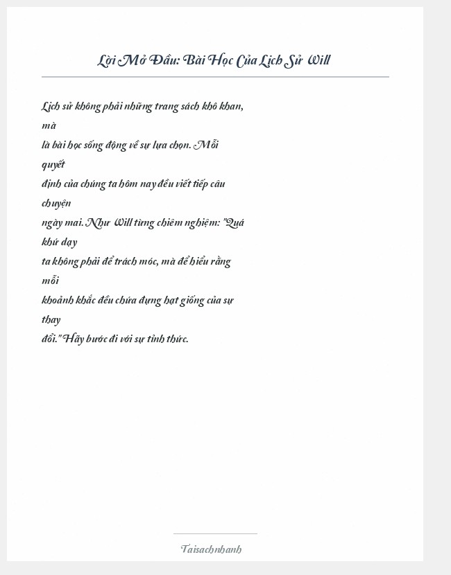 Trích đoạn Bài Học Của Lịch Sử Will