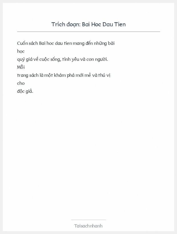 Trích đoạn Bai Hoc Dau Tien