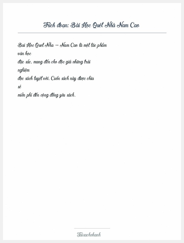 Trích đoạn Bài Học Quét Nhà Nam Cao