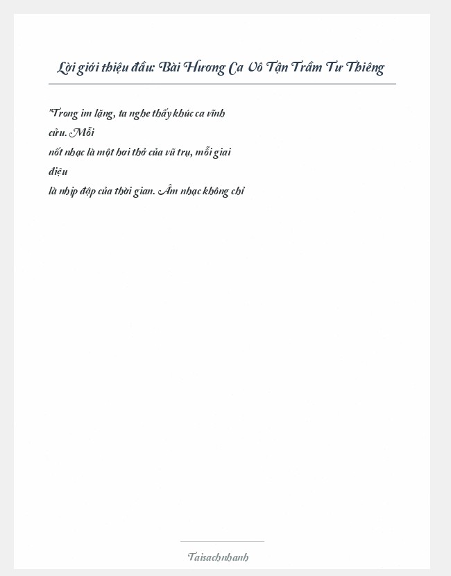Trích đoạn Bài Hương Ca Vô Tận Trầm Tư Thiêng